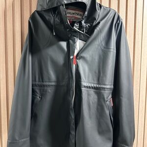 Hunter Original Black Rubberized Hooded Rain Jacket Waterproof EC medium